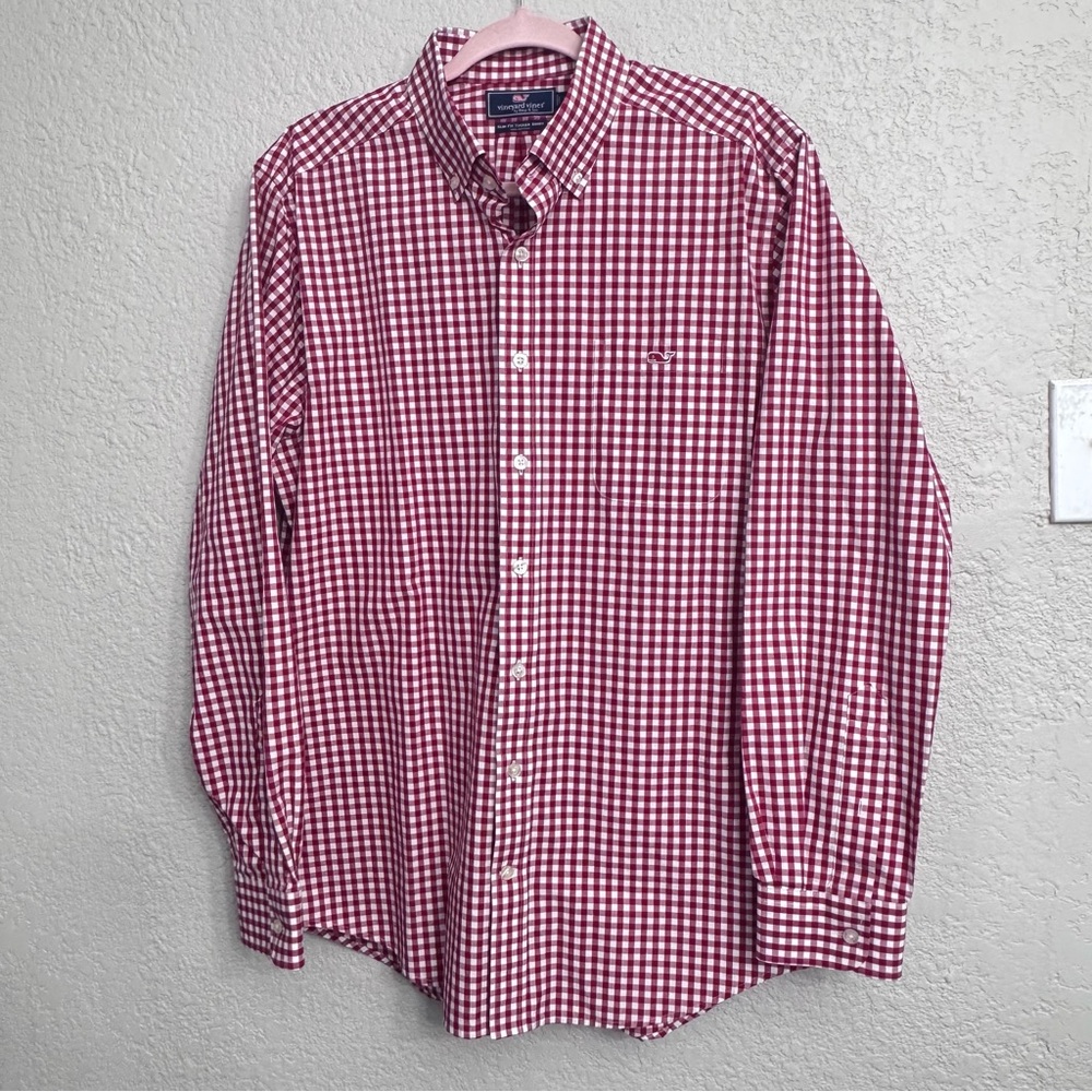 Vineyard Vines Red Gingham Button Down | Men’s L - image 2